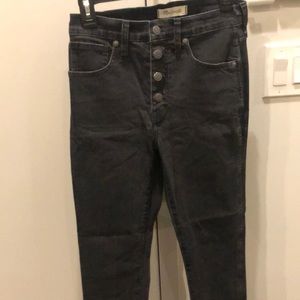 Charcoal Madewell skinny jeans high waisted button up